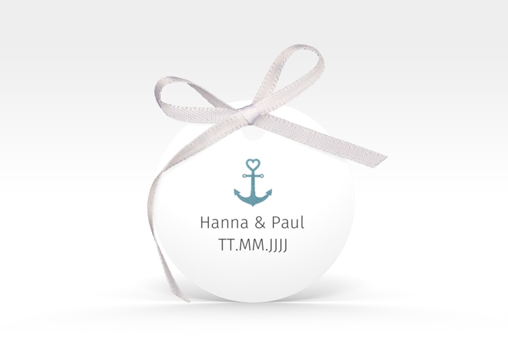 Geschenkanhänger Hochzeit Ankerliebe Geschenkanhänger, rund im minimalistischen maritimen Design mit Anker