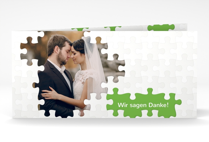 Dankeskarte Hochzeit Puzzle lange Klappkarte quer