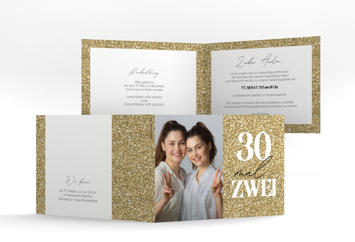 Einladung Geburtstag Bling Bling A6 Klappkarte quer