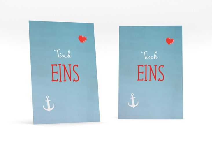 Tischnummer Hochzeit Ehehafen Tischaufsteller blau