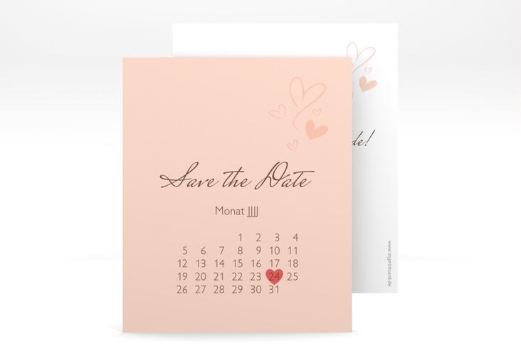 Save the Date-Kalenderblatt Purity Kalenderblatt-Karte apricot