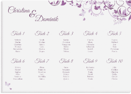 Klick: Details zu Sitzplan Leinwand Hochzeit "Lilly" anzeigen Sitzplan Leinwand Hochzeit "Lilly" 70 x 50 cm Leinwand pink