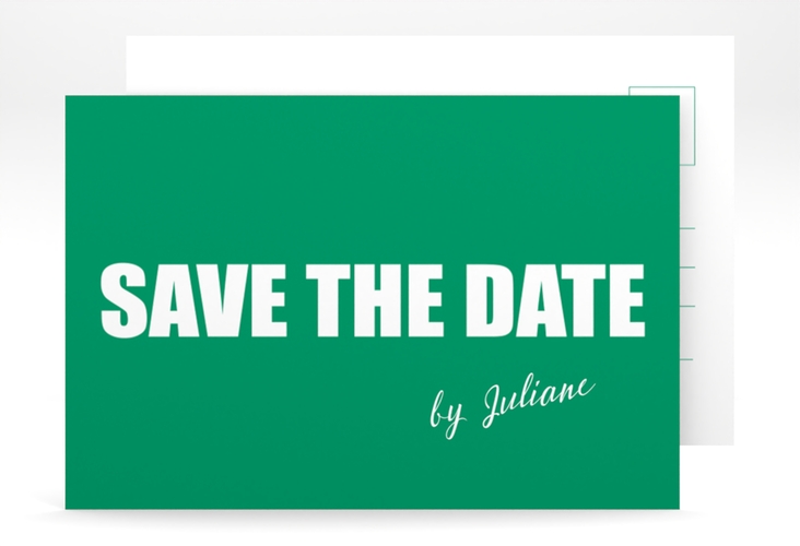 Save the Date-Postkarte Geburtstag Zig A6 Postkarte gruen