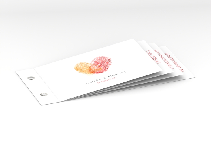 Hochzeitseinladung Fingerprint Booklet rot hochglanz schlicht mit Fingerabdruck-Motiv