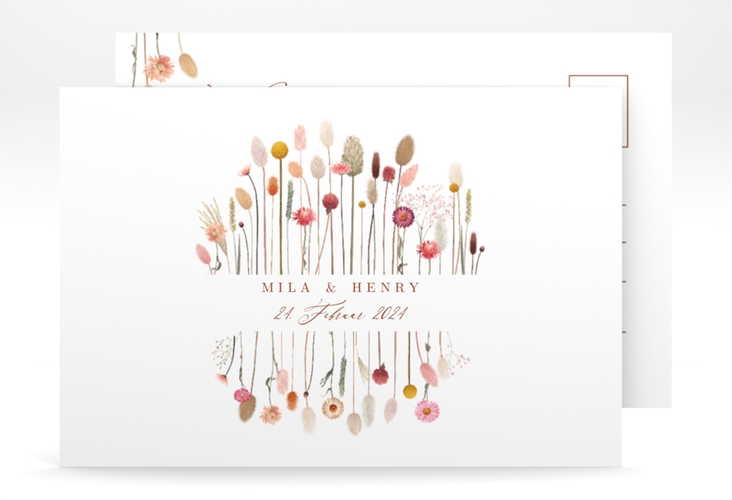 Verlobungskarte Hochzeit Driedflower A6 Postkarte weiss