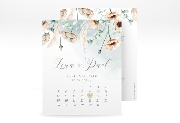 Save the Date-Kalenderblatt Anemone Kalenderblatt-Karte mint hochglanz
