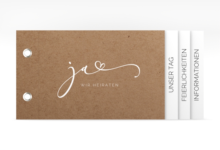 Hochzeitseinladung Jawort Booklet Kraftpapier modern minimalistisch mit veredelter Aufschrift