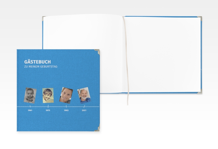 Gästebuch Selection Geburtstag Timeline Leinen-Hardcover blau