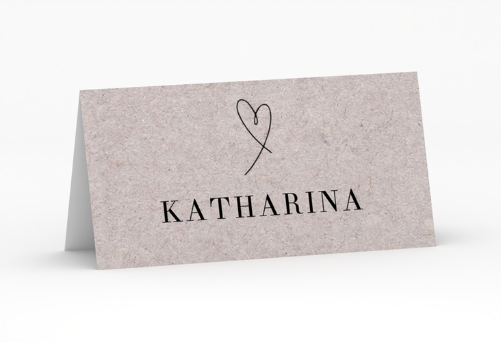 Tischkarte Hochzeit Hands Tischkarten Kraftpapier mit sich haltenden Händen im Monoline-Stil