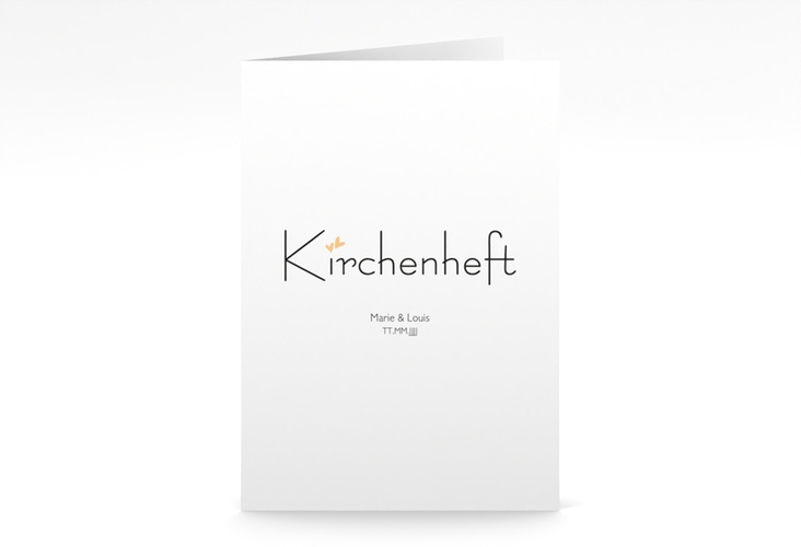 Kirchenheft Hochzeit Twohearts A5 Klappkarte hoch beige