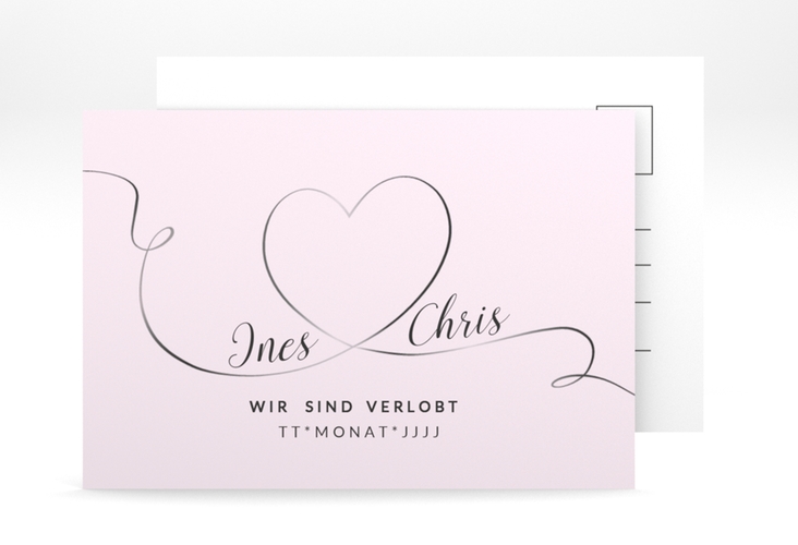 Verlobungskarte Hochzeit Dolce A6 Postkarte rosa