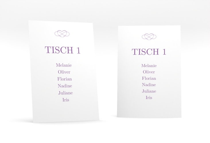 Tischaufsteller Hochzeit Infinity Tischaufsteller lila