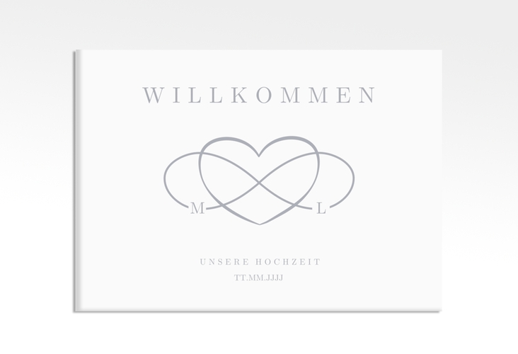 Willkommensschild Leinwand "Infinity" 70 x 50 cm Leinwand grau