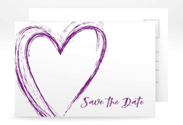 Save the Date-Postkarte Liebe A6 Postkarte lila