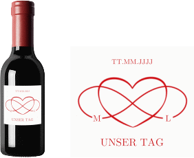Klick: Details zu Piccoloetikett Hochzeit "Infinity" anzeigen Piccoloetikett Hochzeit Infinity Etikett Piccolo rot