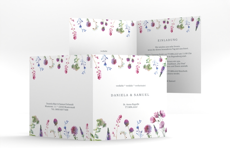 Hochzeitseinladung Wildblumen quadr. Klappkarte