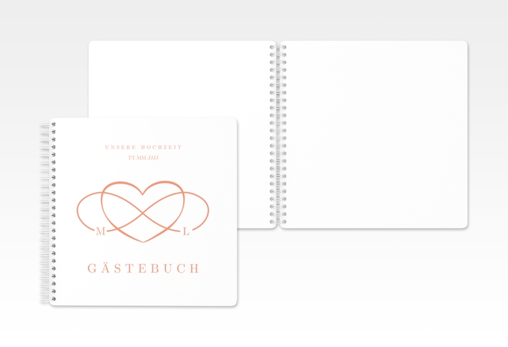 Gästebuch Hochzeit Infinity Ringbindung apricot