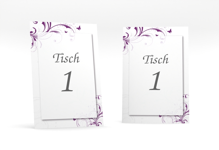 Tischnummer Hochzeit Palma Tischaufsteller lila hochglanz