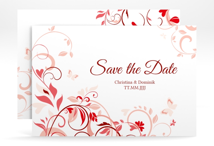 Save the Date-Karte Lilly A6 Karte quer rot