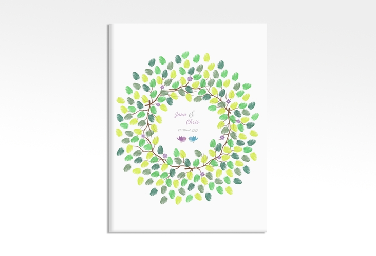 Wedding Tree Leinwand Hochzeitskranz (bis 180 Gäste) 30 x 40 cm lila