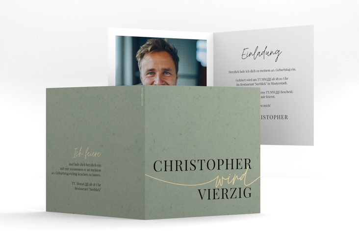 Einladung 40. Geburtstag Einfach quadr. Klappkarte