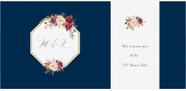 Klick: Details zu Hochzeitseinladung "Prachtvoll" anzeigen Hochzeitseinladung Prachtvoll Wickelfalzkarte + Banderole blau