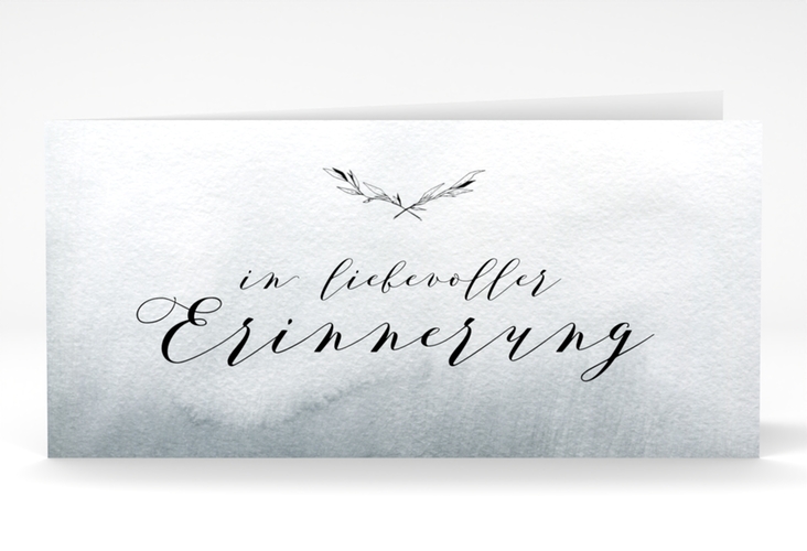 Trauerkarte Horizont lange Klappkarte quer schwarz in Aquarell-Optik