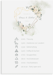 Klick: Details zu Tagesablauf Leinwand Hochzeit "Adore" anzeigen Tagesablauf Leinwand Hochzeit Adore 50 x 70 cm Leinwand gruen