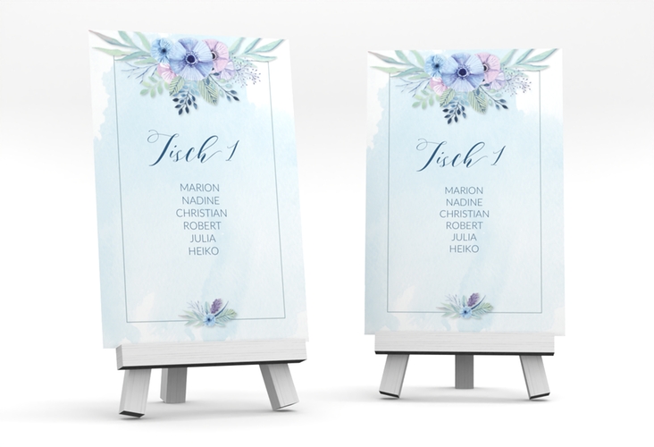 Tischaufsteller Hochzeit Surfinia Tischaufsteller blau