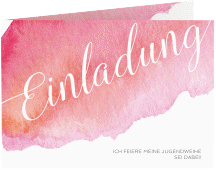 Klick: Details zu Einladungskarte Jugendweihe "Coloured" anzeigen Einladungskarte Jugendweihe Coloured A6 Klappkarte quer rot