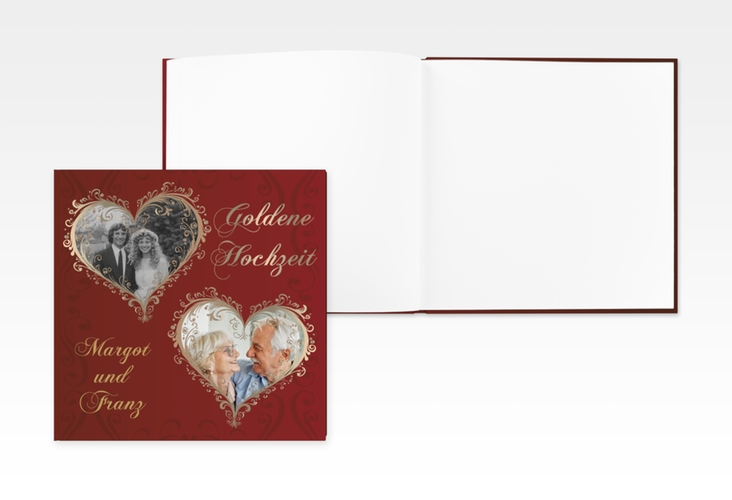 Gästebuch Creation Hochzeit Goldene Hochzeit 20 x 20 cm, Hardcover rot