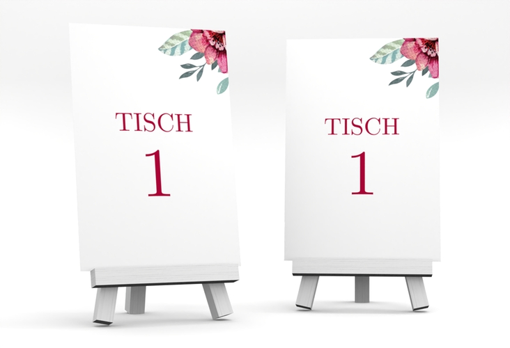 Tischnummer Hochzeit Blooming Tischaufsteller weiss