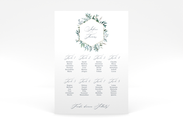 Sitzplan Poster Hochzeit Lumiere 50 x 70 cm Poster weiss