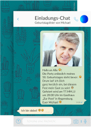 Einladung 50. Geburtstag Connect A6 Karte hoch tuerkis