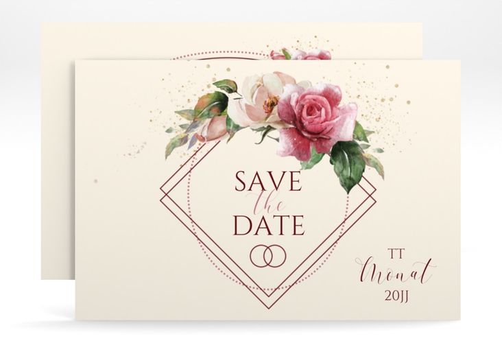 Save the Date-Karte Rosenbogen A6 Karte quer beige