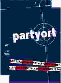 Einladungskarte "Partyort" A6 hoch blau