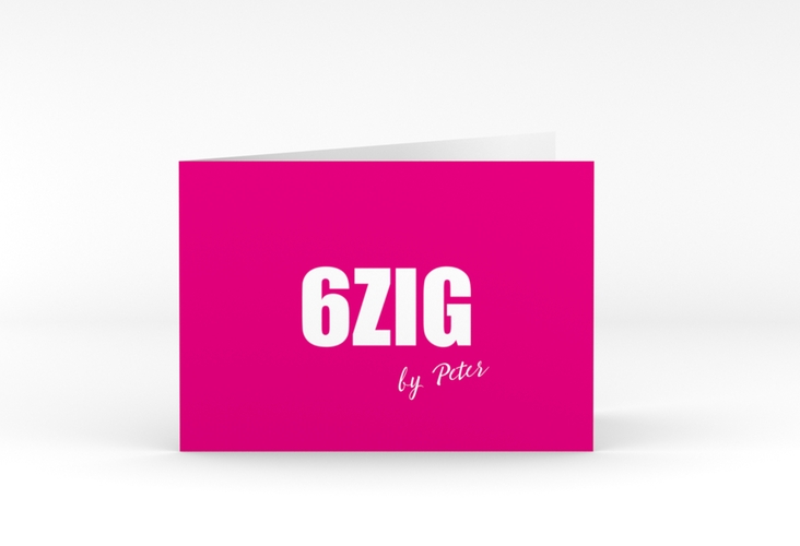 Einladung 60. Geburtstag Zig A6 Klappkarte quer pink hochglanz
