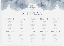 Sitzplan Leinwand Hochzeit Steuerrad 70 x 50 cm Poster blau in maritimen Blautönen