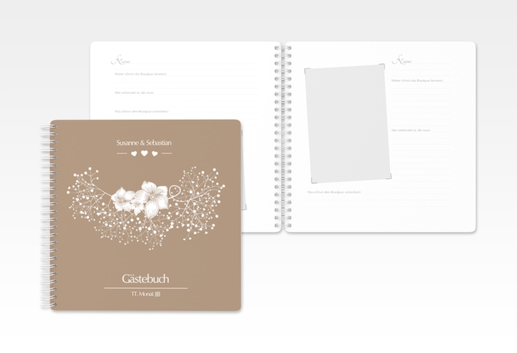 Gästebuch Hochzeit Jena Ringbindung braun