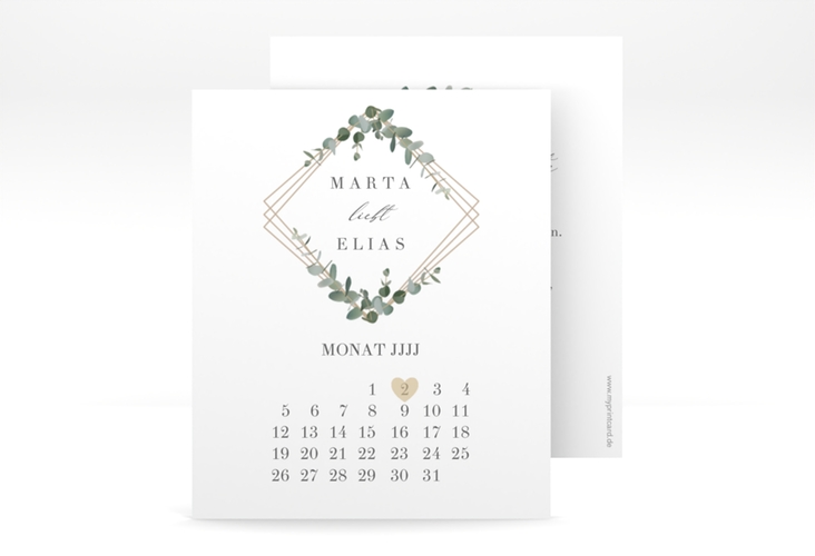 Save the Date-Kalenderblatt Eukalyptus Kalenderblatt-Karte hochglanz