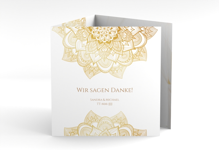 Dankeskarte Hochzeit Delight quadr. Doppel-Klappkarte gold