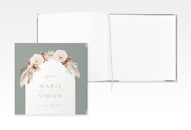 Gästebuch Selection Hochzeit Blumenbogen Leinen-Hardcover gruen