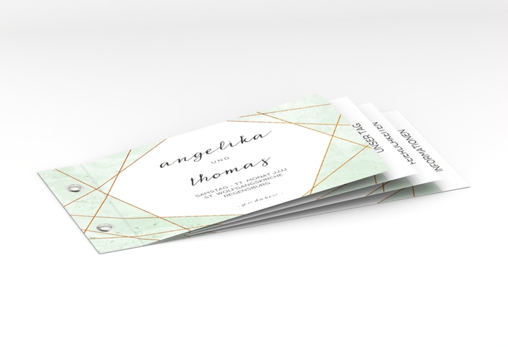 Hochzeitseinladung Asymmetry Booklet gruen