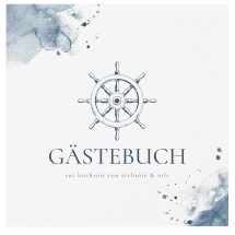 Gästebuch Creation Hochzeit Steuerrad 20 x 20 cm, Hardcover blau in maritimen Blautönen