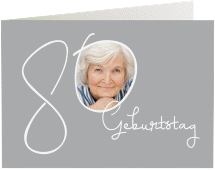 Einladung 80. Geburtstag Swing A6 Klappkarte quer grau