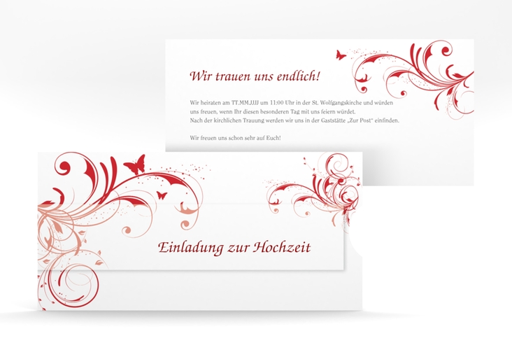 Hochzeitseinladung Palma Einsteckkarte rot