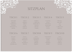 Klick: Details zu Sitzplan Leinwand Hochzeit "Vintage" anzeigen Sitzplan Leinwand Hochzeit Vintage 70 x 50 cm Leinwand grau mit floraler Spitze