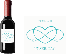 Klick: Details zu Piccoloetikett Hochzeit "Infinity" anzeigen Piccoloetikett Hochzeit Infinity Etikett Piccolo tuerkis