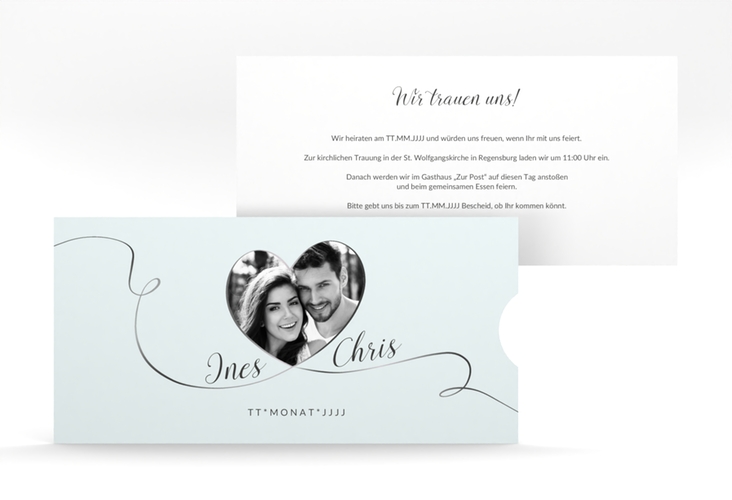 Hochzeitseinladung Dolce Einsteckkarte tuerkis hochglanz