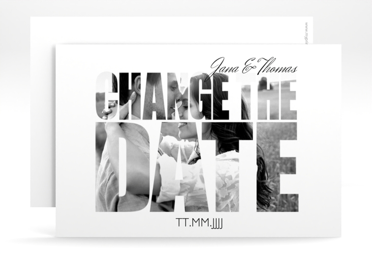 Change the Date-Karte Hochzeit Letters A6 Karte quer weiss hochglanz